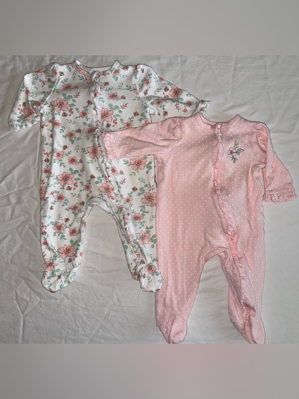 2/$15 Little Me baby girl sleepers / footies lot | 6 Months